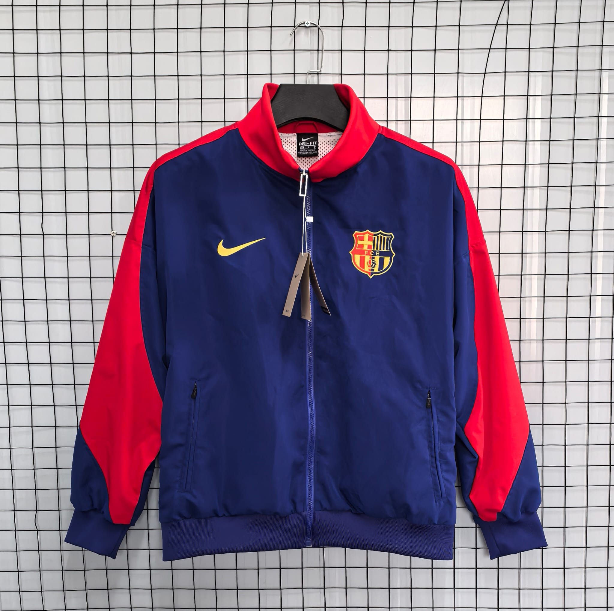 Chaqueta FC Barcelona Retro Azul y Roja con Cremallera